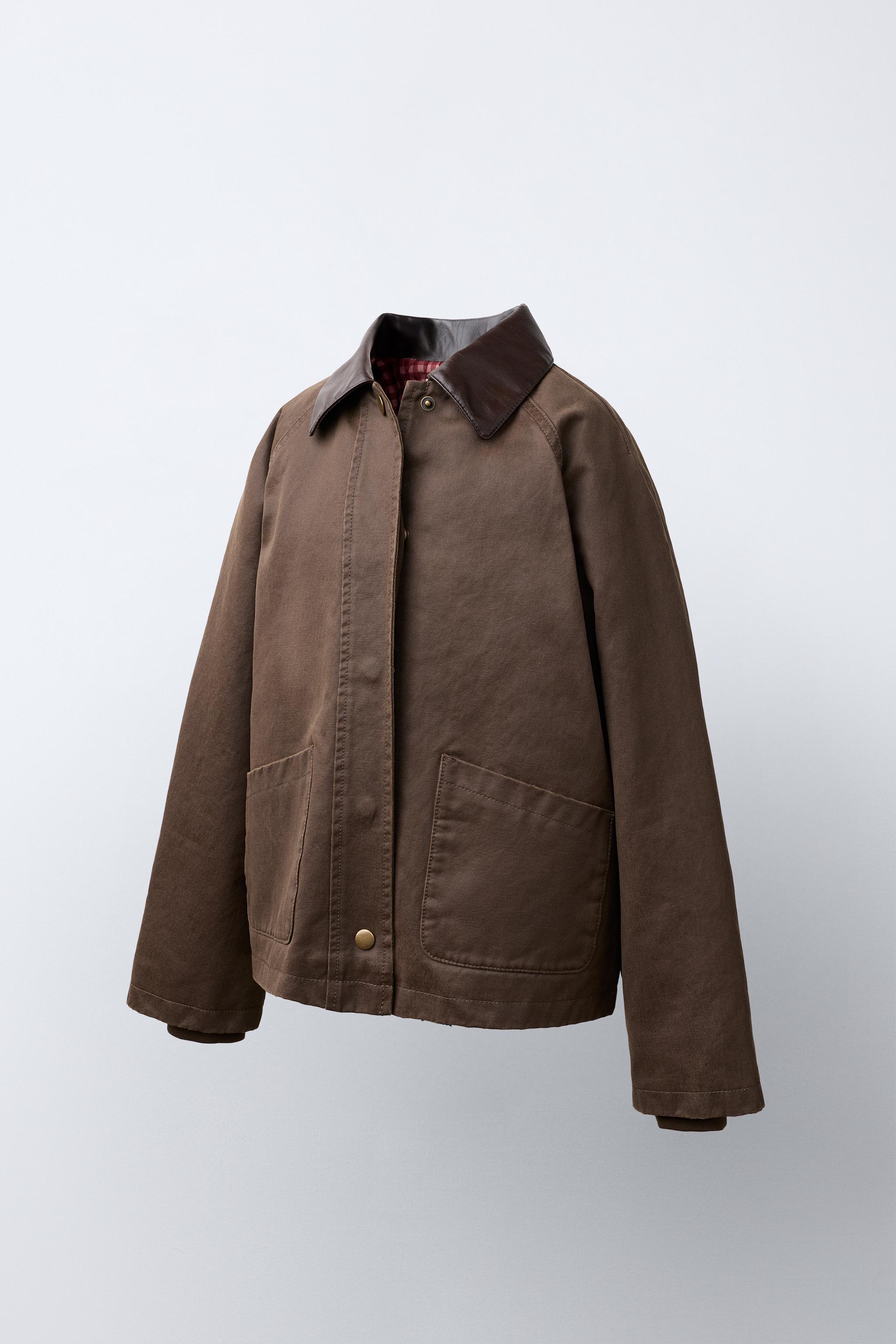 WAXED JACKET WITH CONTRAST COLLAR